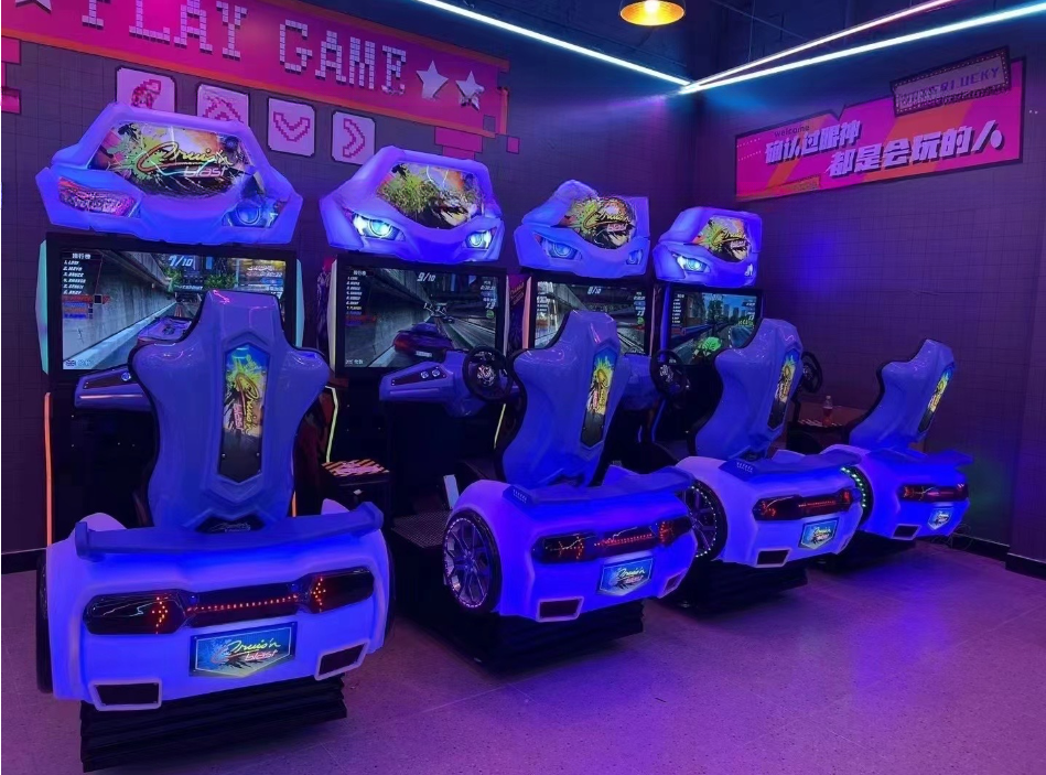 Coin Operated Connecting Dynamic Arcade Car Racing Machine With Wonderful Music