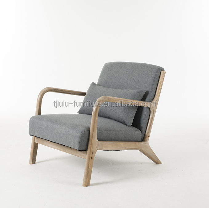 Modern Nordic Living Room Couch with Upholstered Armrest and Solid Wooden Construction
