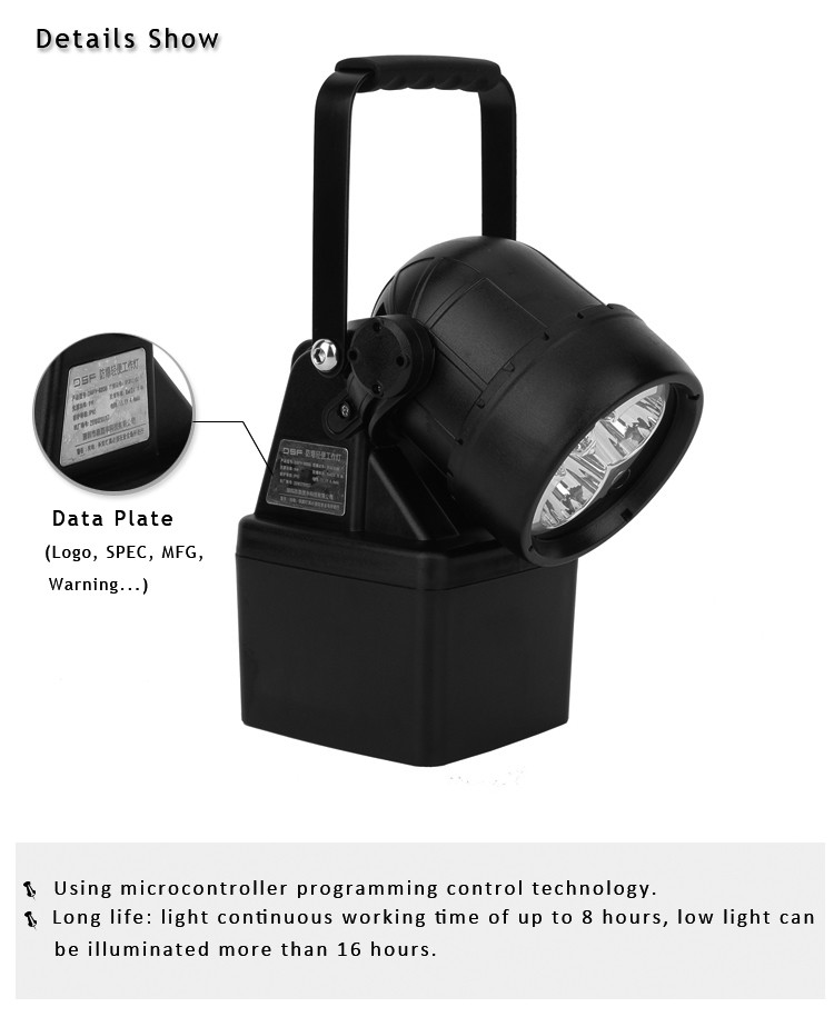 Intrinsically Safe Explosion Proof LED Work Light 1080Lm Adjustable Lamp Head