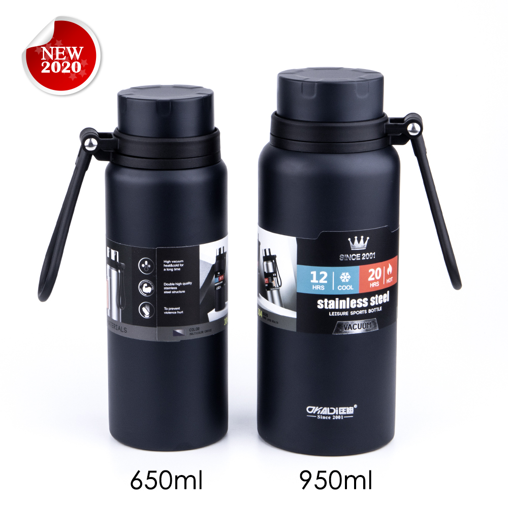 2020 New Design Wide Mouth Portable Sports Drinking Metal Water Bottle, Double wall Stainless Steel Insulated Hydro Vacuum Flask