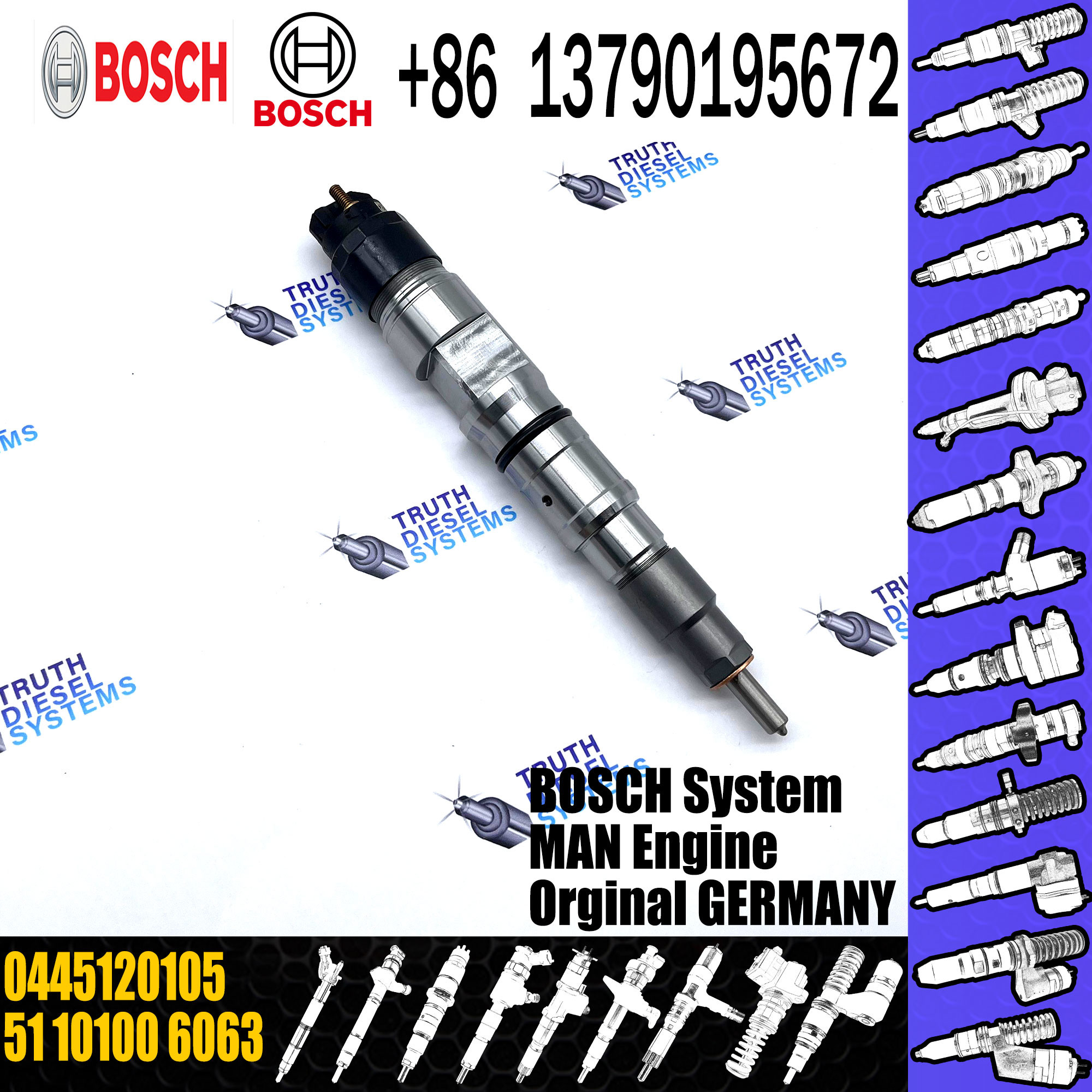 Diesel Fuel Engine Injector Assemblies 0445120105 Common Rail Injector 0445120105