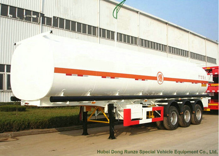 SKD 3 Axle Stainless Steel Tanker Semi Trailer For Oil / Diesel / Gasoline / Kerosene