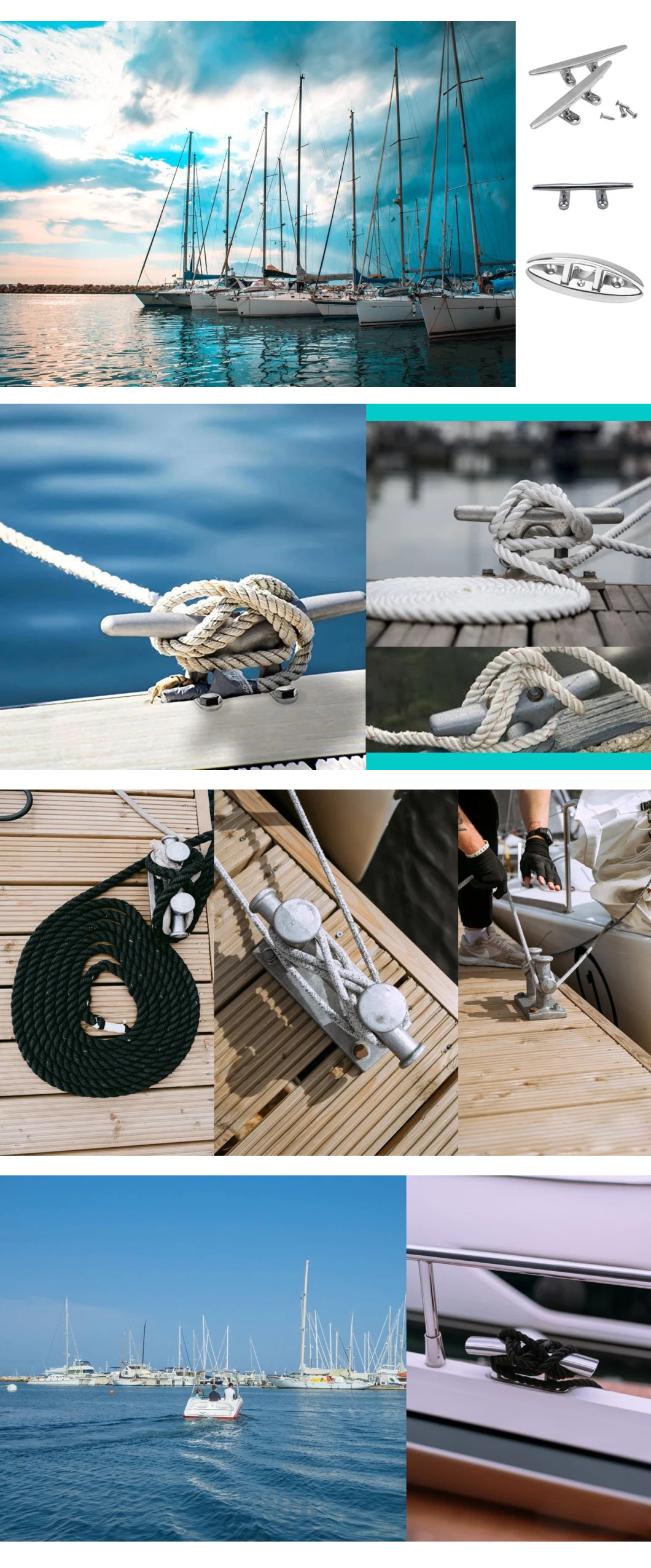 Stainless Steel 316 Marine Dock Folding Cleat with Other Accessories