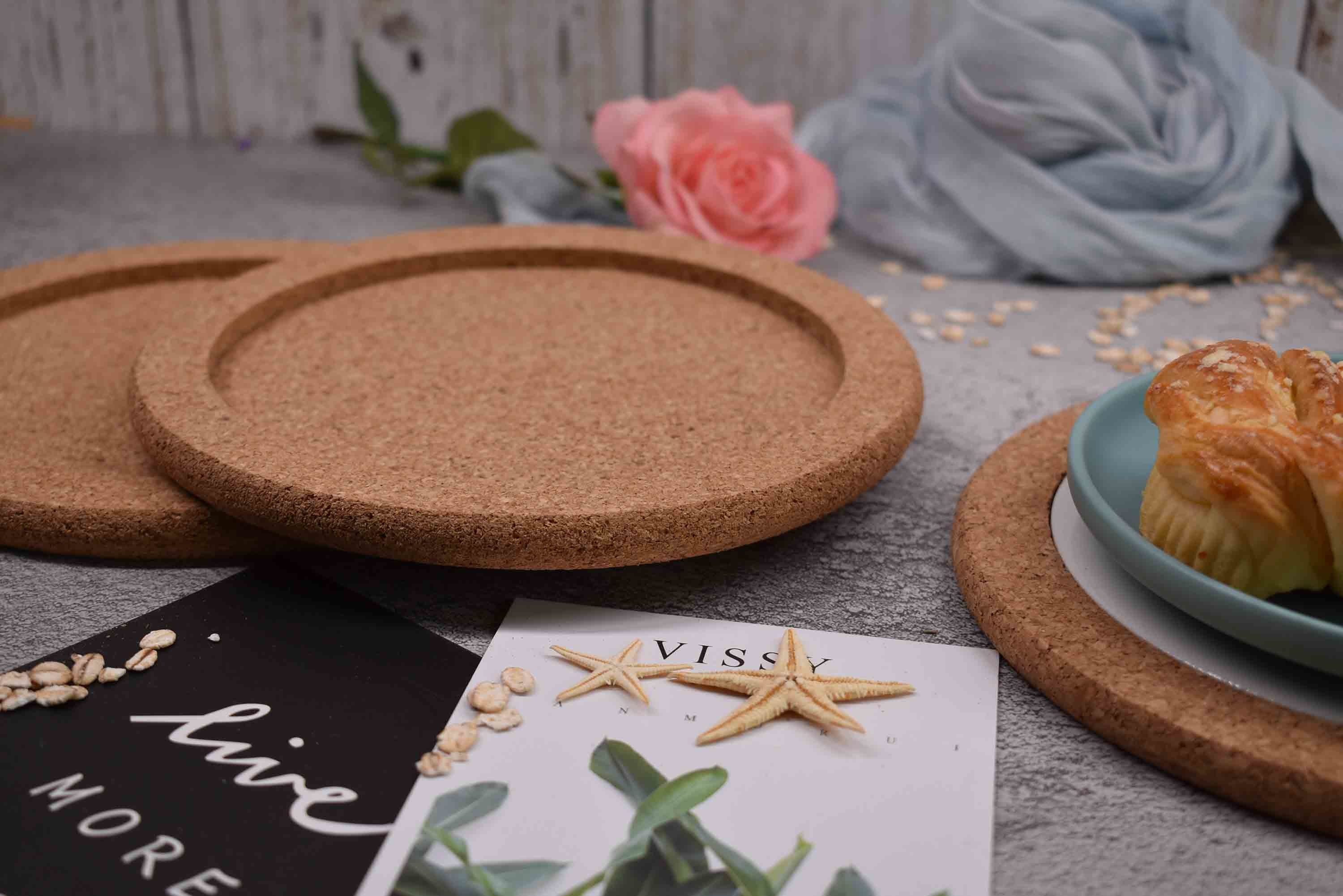 Decorating Round Cork Backed ceramic tiles Placemat Trivets For Hot Dishes Recyclable Durability