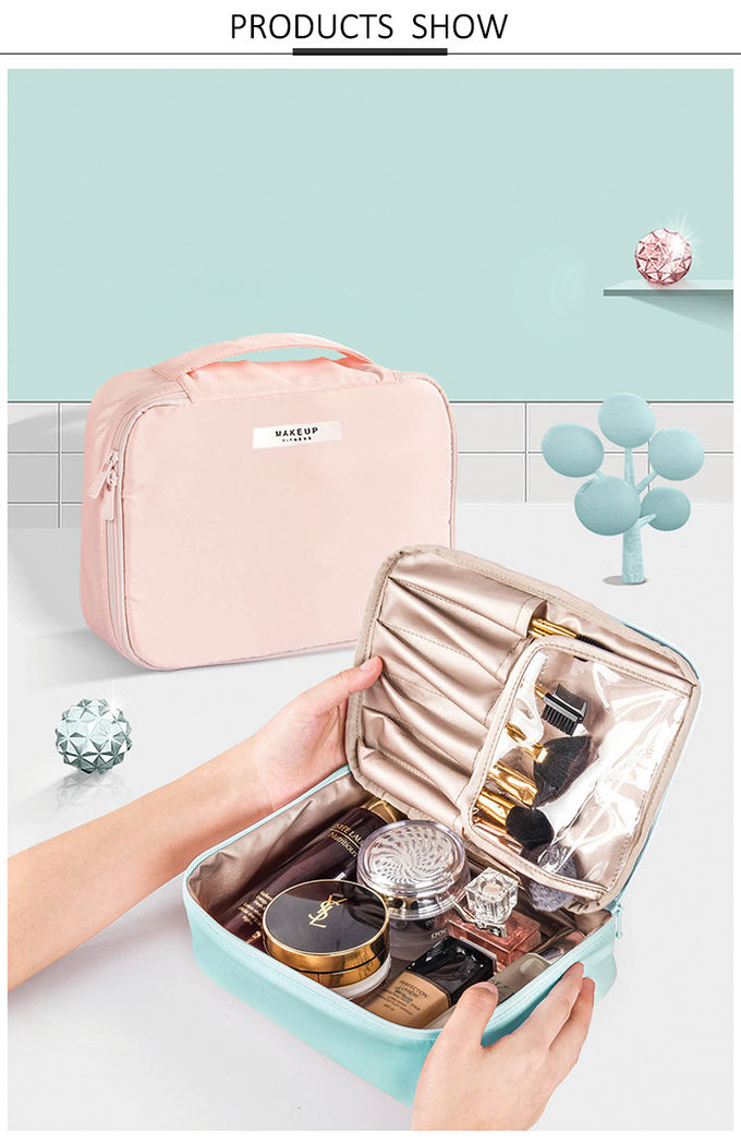 Custom Makeup Brush Organizer Foldable Private Label Pink Brush Cosmetic Bag