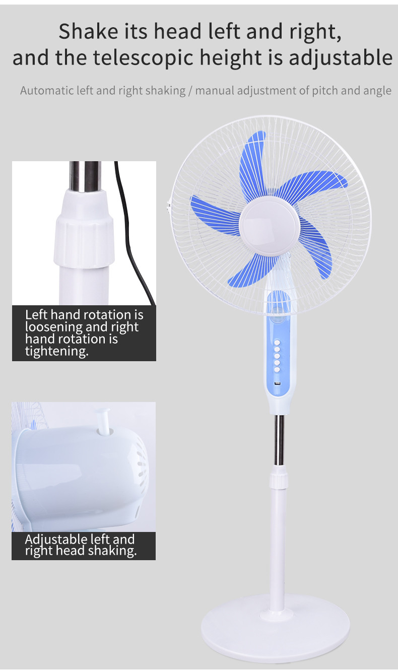 15W Home Battery Operated Fans Rechargeable Standing Fan