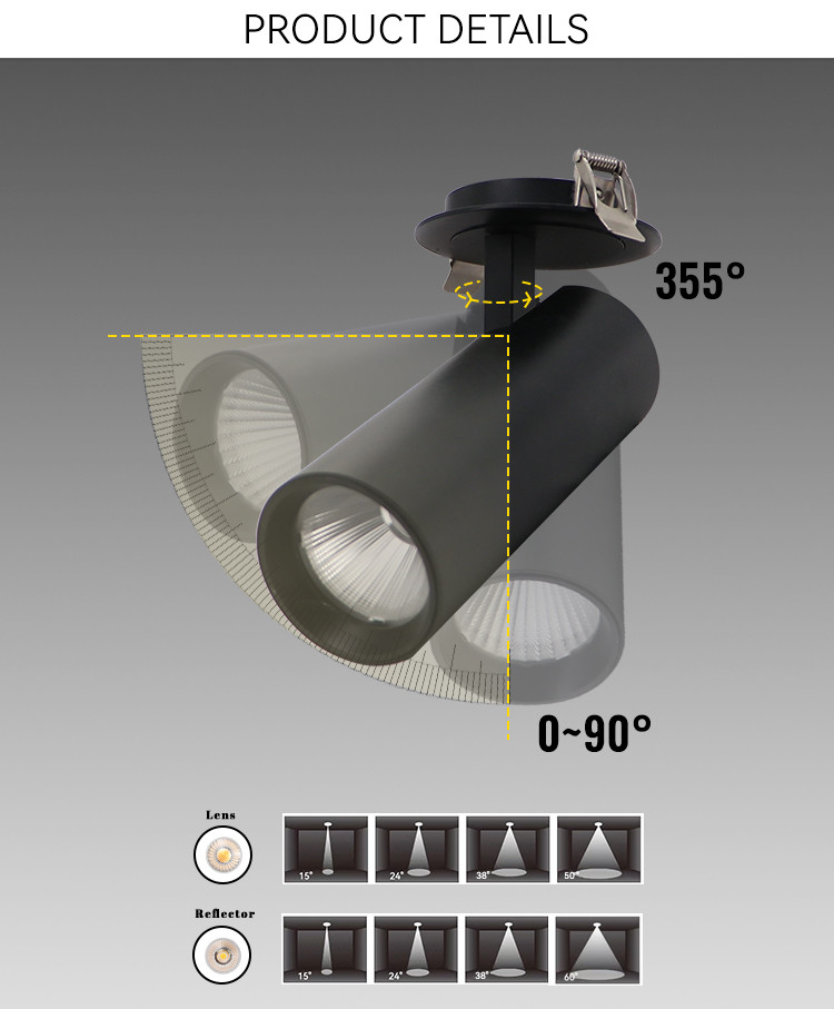 Rotatable Semi Recessed Spotlight Commercial Adjustable SpotLight