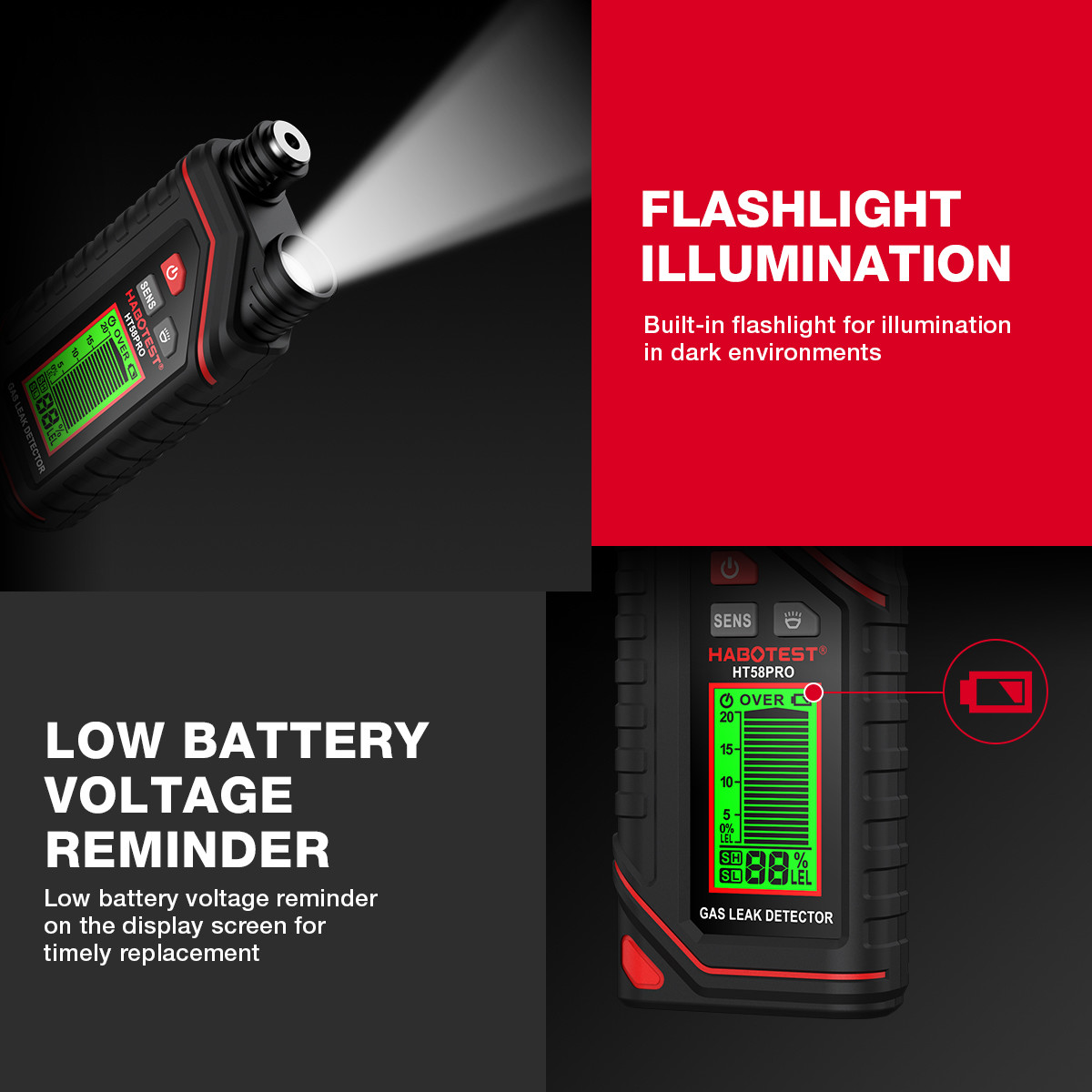 HT58PRO Gas Leak Detector Gas High Precision Gas Sensor Sensitive Sensor Portable Combustible Gas Detector