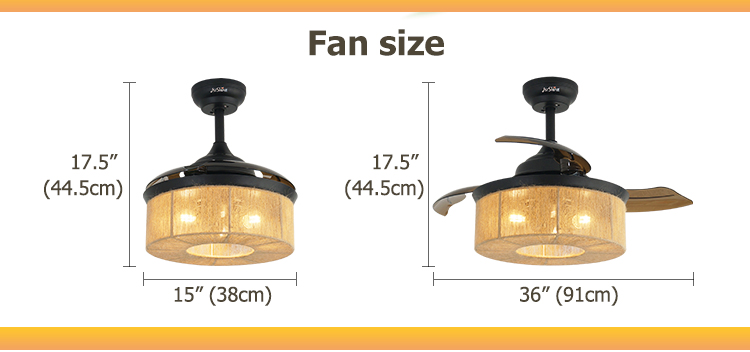 36 inch Small Size Ceiling Fan with Remote and Air Conditioning LED Lighting Function