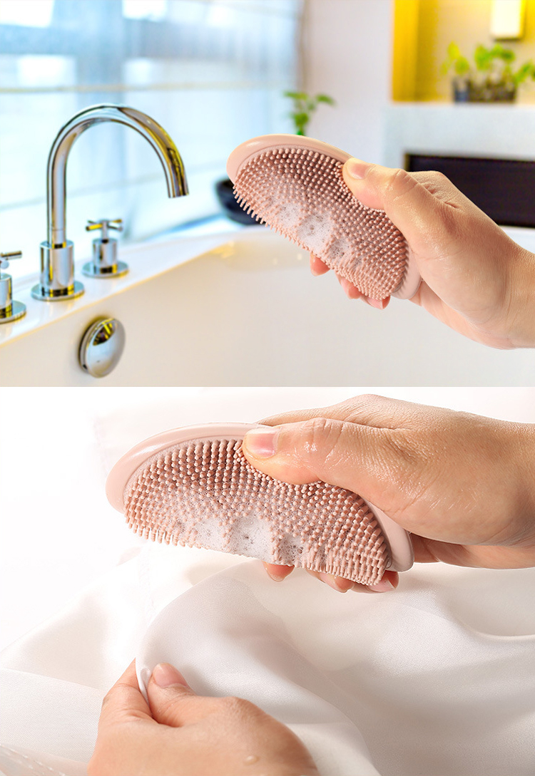 Silicone Soap Dish Brush With Drain, Soap Holder Soap Box Shower Dish Soft Bristles Shower Brush Soap Saver For Bathroom