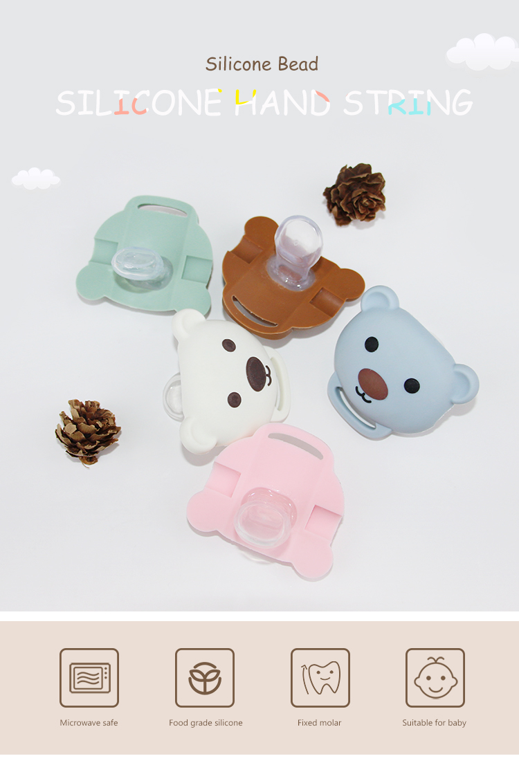 Food Grade Silicone Baby Pacifier Chain With Cute Animal panda Shape