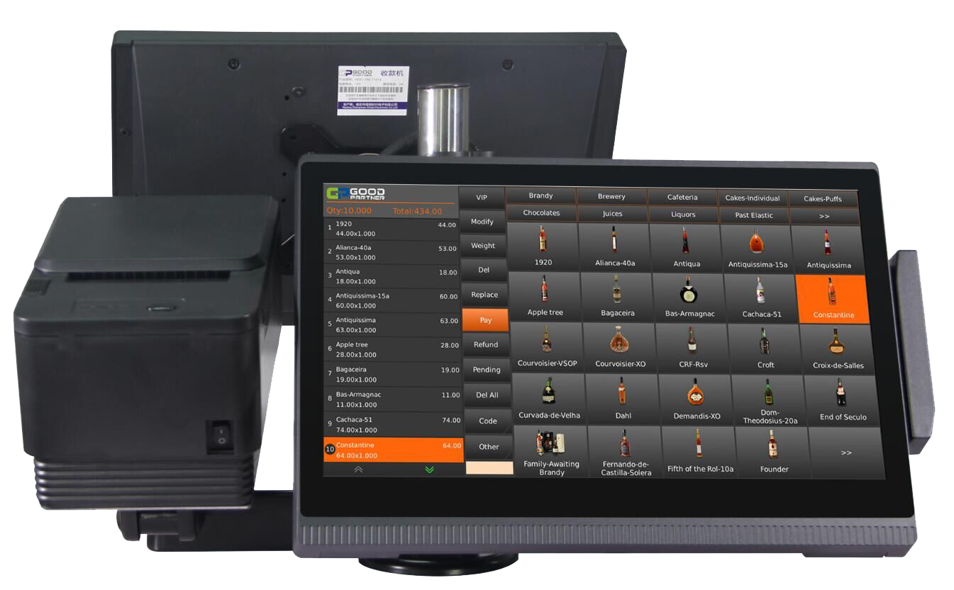 15/15.6 Inch Touch Screen Cash Register with Weighing Scale 80mm Receipt Printer and 15/15.6" Display