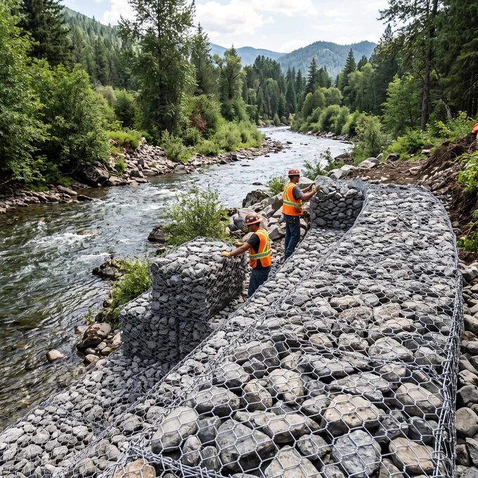 Heavy Duty Hexagonal Gabion Wall for Slope Protection River Bank Stabilization
