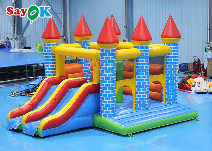 Colorful Inflatable Bouncer House Water Slide Combo Commercial Bouncy Castle