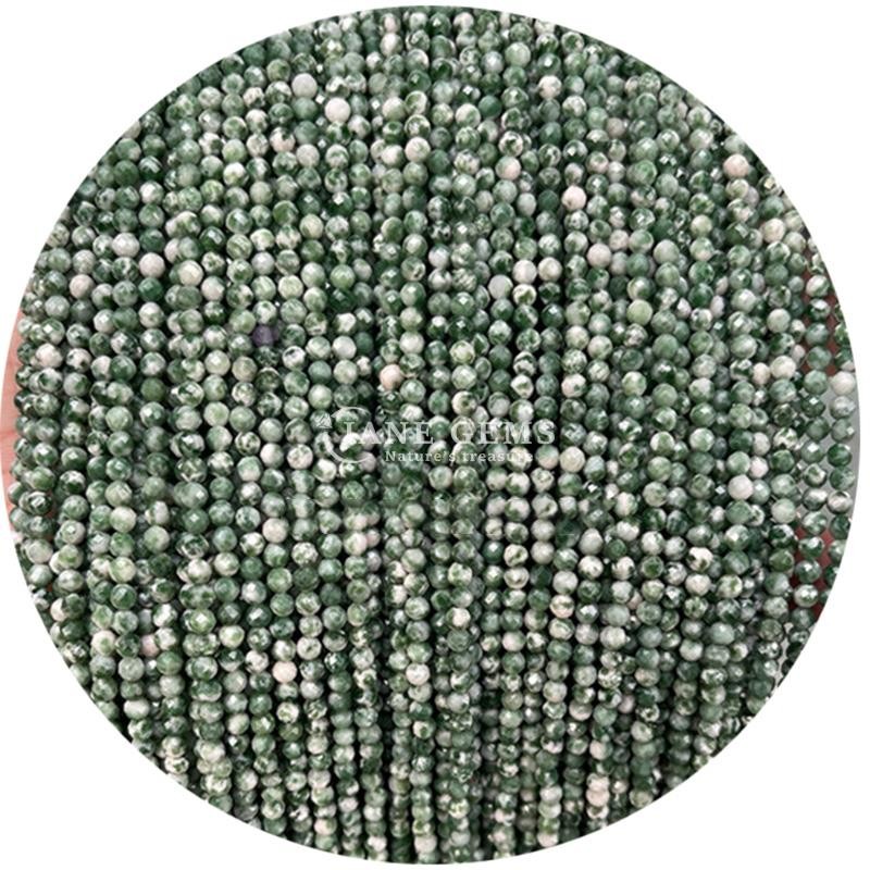 Gems Bead Natural Crystal Faceted Round Shape Small Dalmatian Jasper Ruby Zoisite Loose Bead Strands for Bracelets