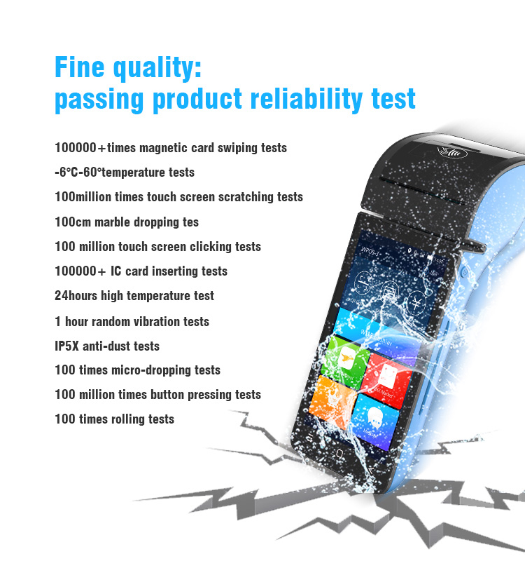 P3 WLAN2.4G Android EMV POS Terminal Portable PBOC All In One Capacitive Touch Screen 5G