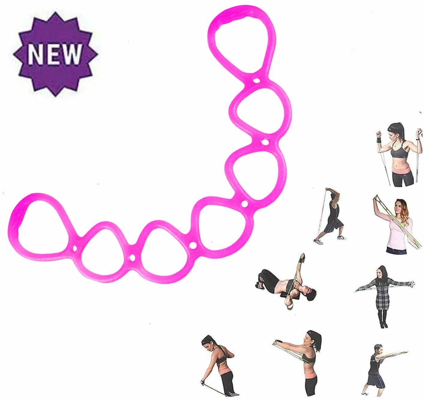 Silicone 7 Ring Stretch And Resistance Exercise Band Fitness Home Gym Physical Therapy Band