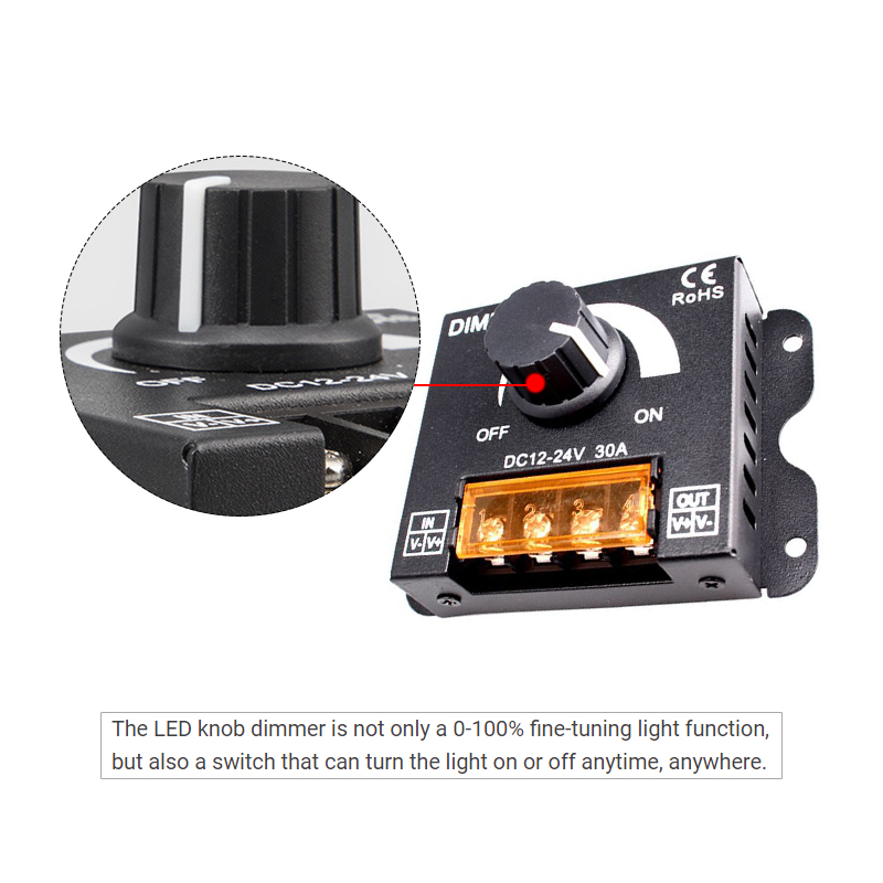 Brightness Stepless LED Controller Dimmer 30A For LED Monochrome Strip Light