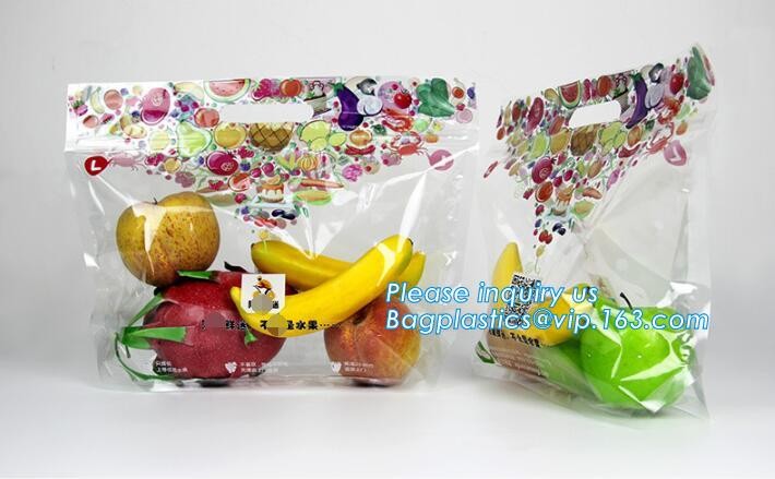 Fruit Grape Cherry Vegetable Packing Protection Bag, handle standing resealable zipper protection fresh vegetable fruit