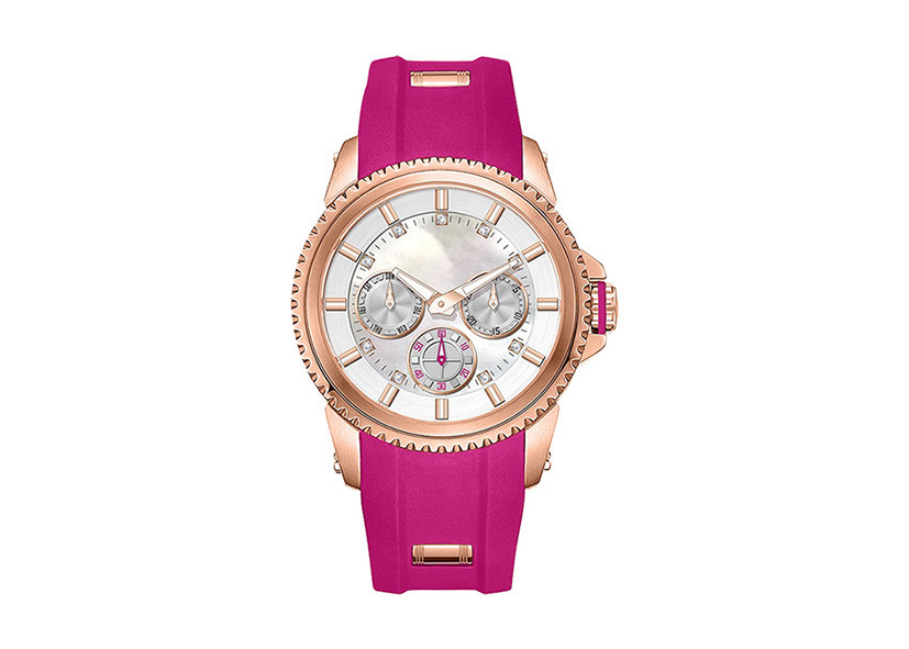 SS Sports Chronograph Watches , High Precision Quartz Watch Silicone Strap