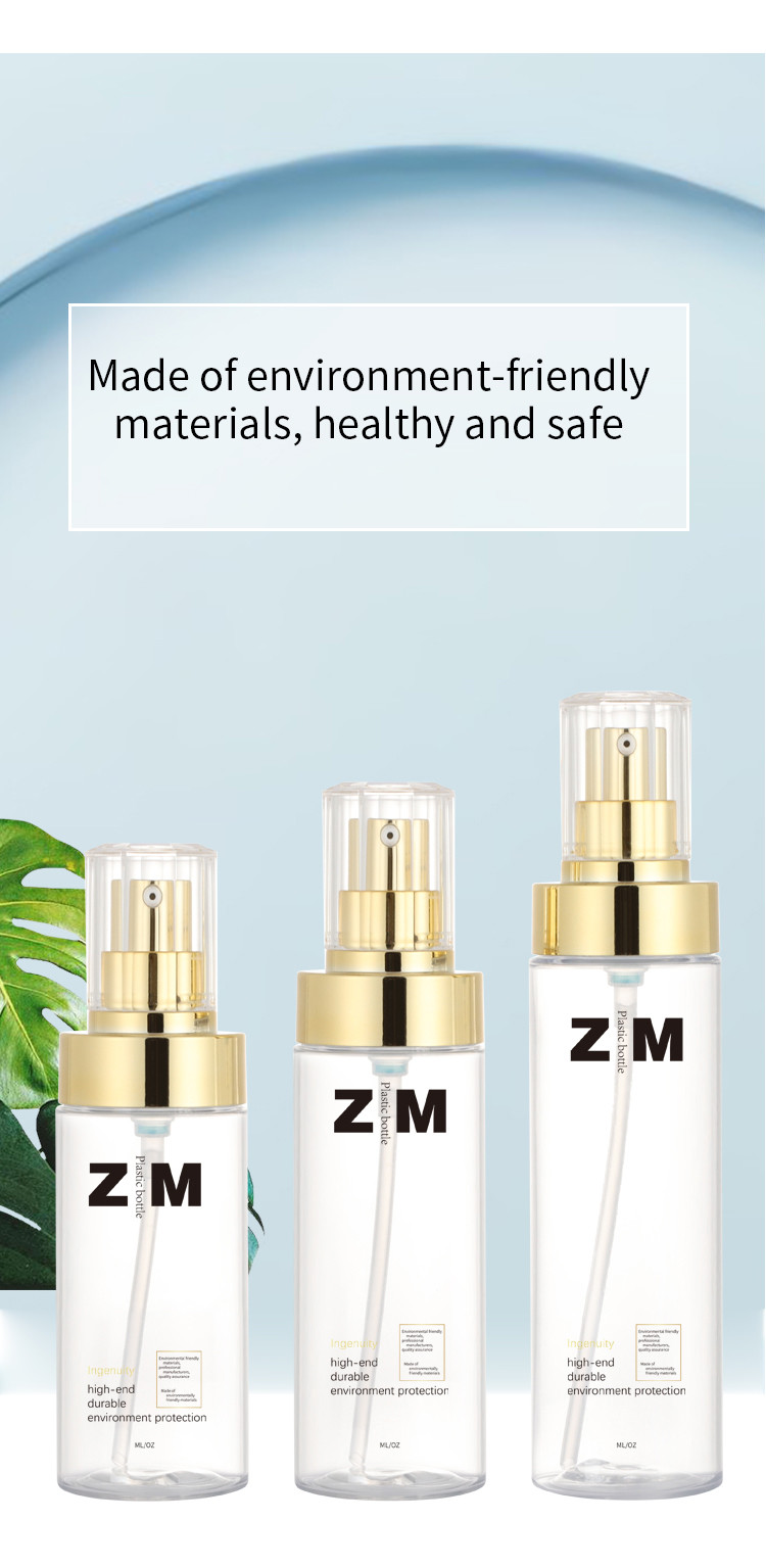 Factory price high quality transparent gold pump lotion body cleanser empty bottle