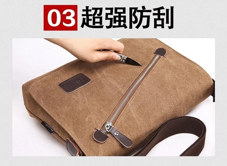 Custom Business Men's Crossbody Shoulder Washable Canvas Messenger Bag For Men
