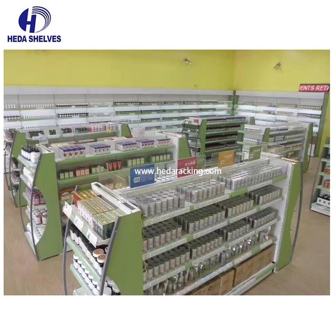 Light Duty Shelf Pharmacy Supermarket Display Shelves Green