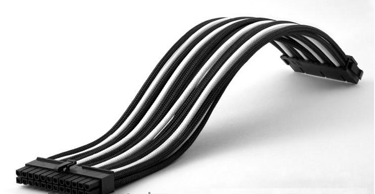ATX Power Supply Extension Cable Motherboard 24Pin Female To Male Sleeved PSU Cable Extension Black White