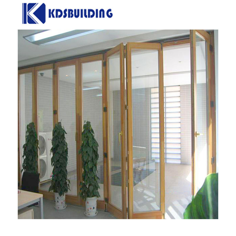 KDSBuilding Exterior Triple Pane Soundproof Insulated Main Entrance Wooden Folding Door Design