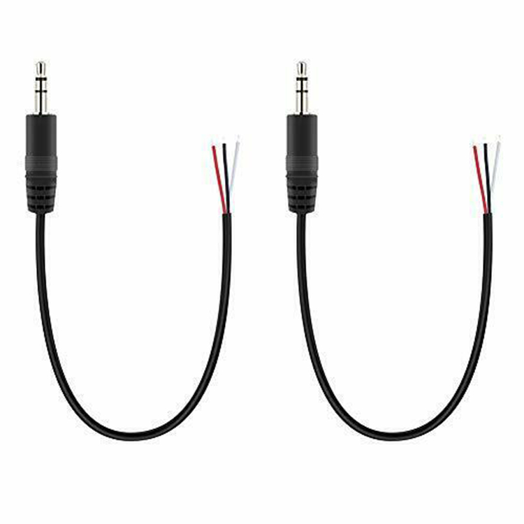 Custom 3 Poles 3.5mm Stereo Audio Jack to Stripped Pigtail Tinned Bare Wire End Cable