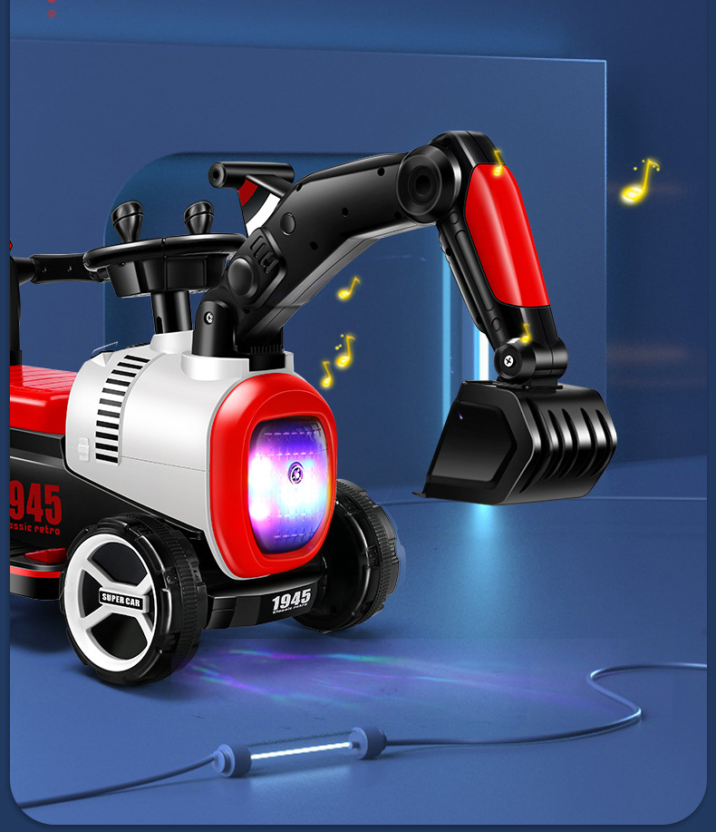 Plastic Kids Electric Toys Slide Excavator Ride On Mini Construction Truck for Children