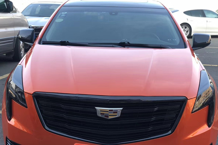 Removable Adhesive Gloss Fire Orange Car Wrap Scratch Resistant Air Release Vinyl Wrap