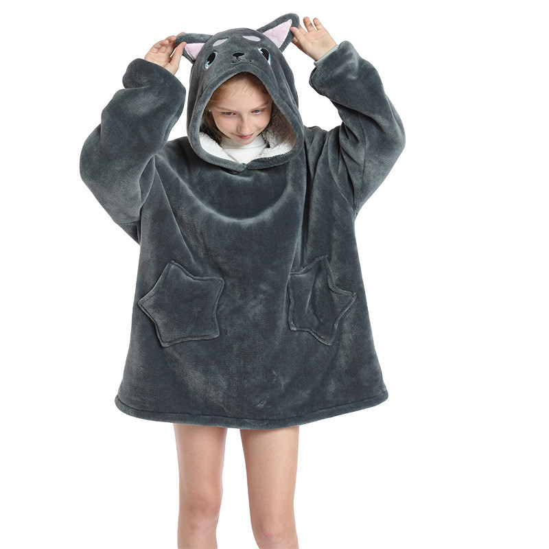 Fashionable Comfortable Childrens Hooded Pajamas Wearable Blanket Hoodie