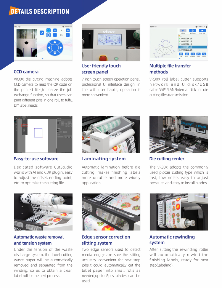 Max. Workable Width 350mm Digital Roll To Roll Label Die Cutter Finisher for Finishing