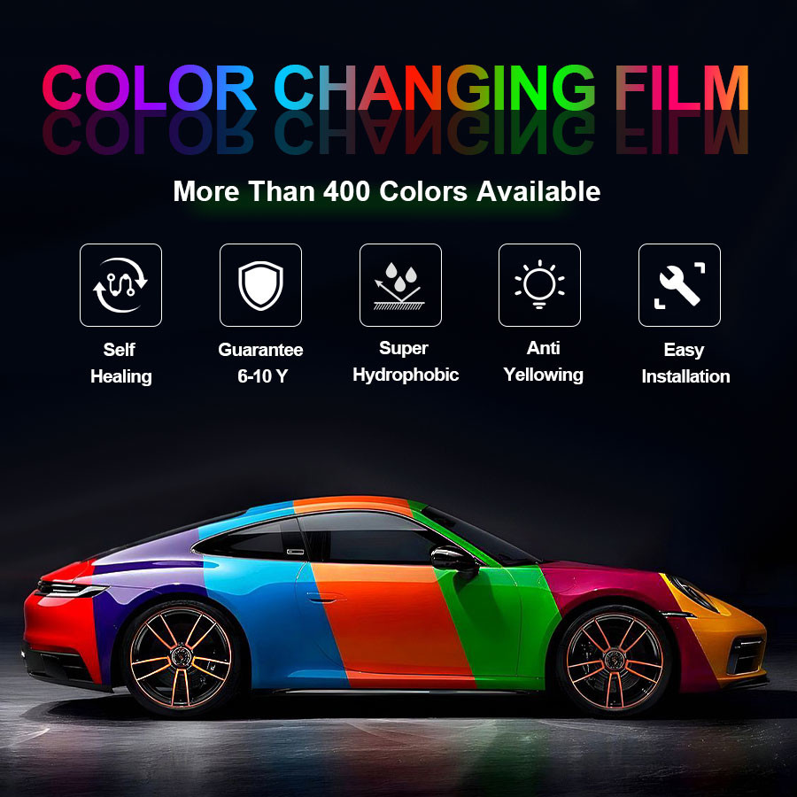 TPU Color Change PPF Gloss Black Wrap 190-240 Micron UV Resistance For Car Body Paint Protection Film