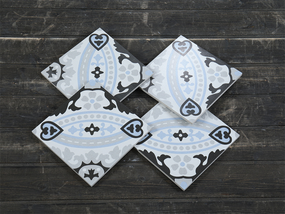 No Fade Blue 200x200mm Flower Ceramic Rustic Tiles For Decoration And Wear-Resistant Wall Tiles For Bathroom