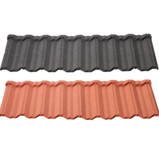 Modern Classic Tiles Beige Red Stone Coated Roof Tile 0.50mm AZ150 Aluzinc Base