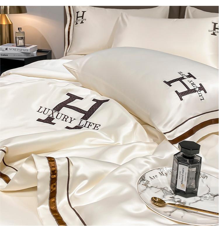 Luxury Washed Silk Summer Quilt Set With 1 Cover 1 Flat Sheet And 2 Pillowcases