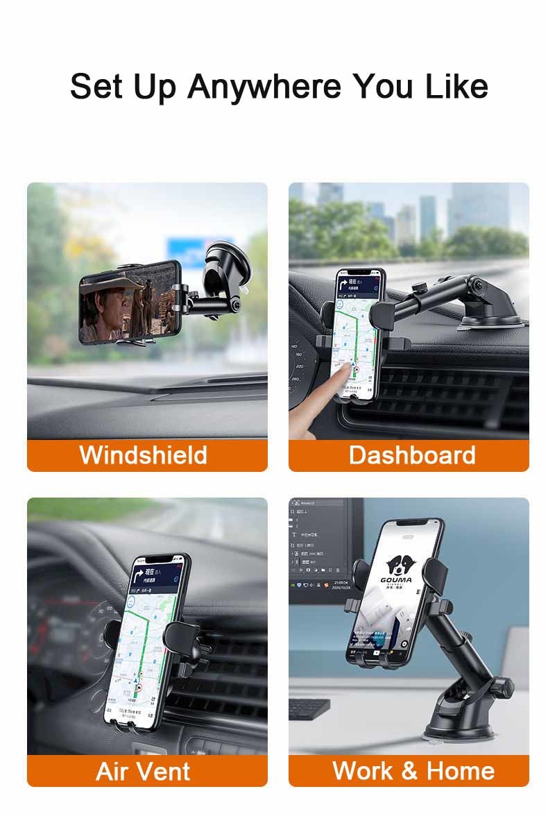 Air Vent Circular Dashboard Mobile Phone Stands Scratch Prevention 70mm Dia