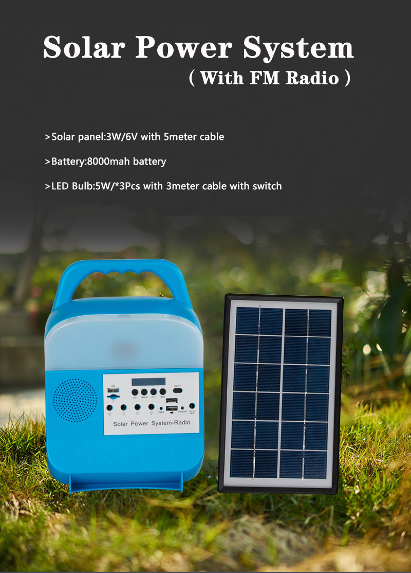 6PCS Multifunctional Emergency Solar Home Lighting System Panel Mini Kit