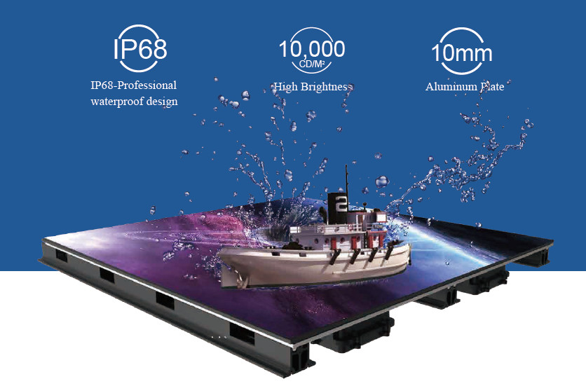 Outdoor Interactive LED Floor Screens with H160-V160 Viewing Angle and 200/100W Max./Avg. Power