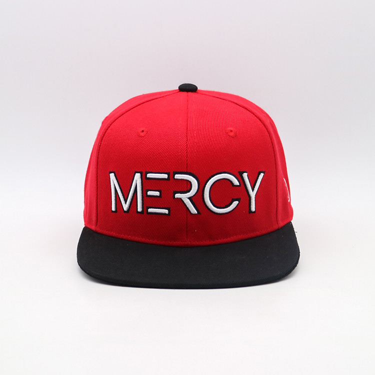 100% Cotton Twill Flat Brim Snapback Hats Right Back Panel 3D Embroidered Letter Pattern Unisex