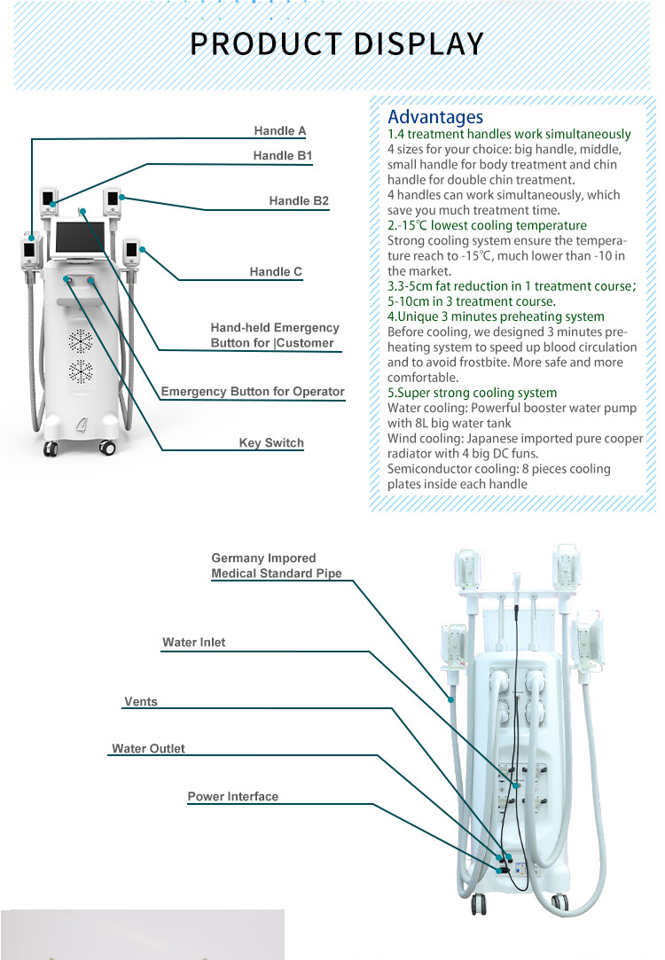 Newest 360 degree 4 handles face body lipo sculpting solution cryolipolysis slimming machine