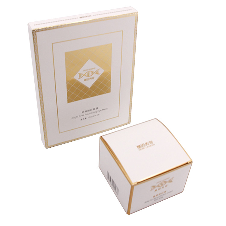 Gold Cardboard White Ink Printing Cosmetic Packaging Boxes For Facial Mask