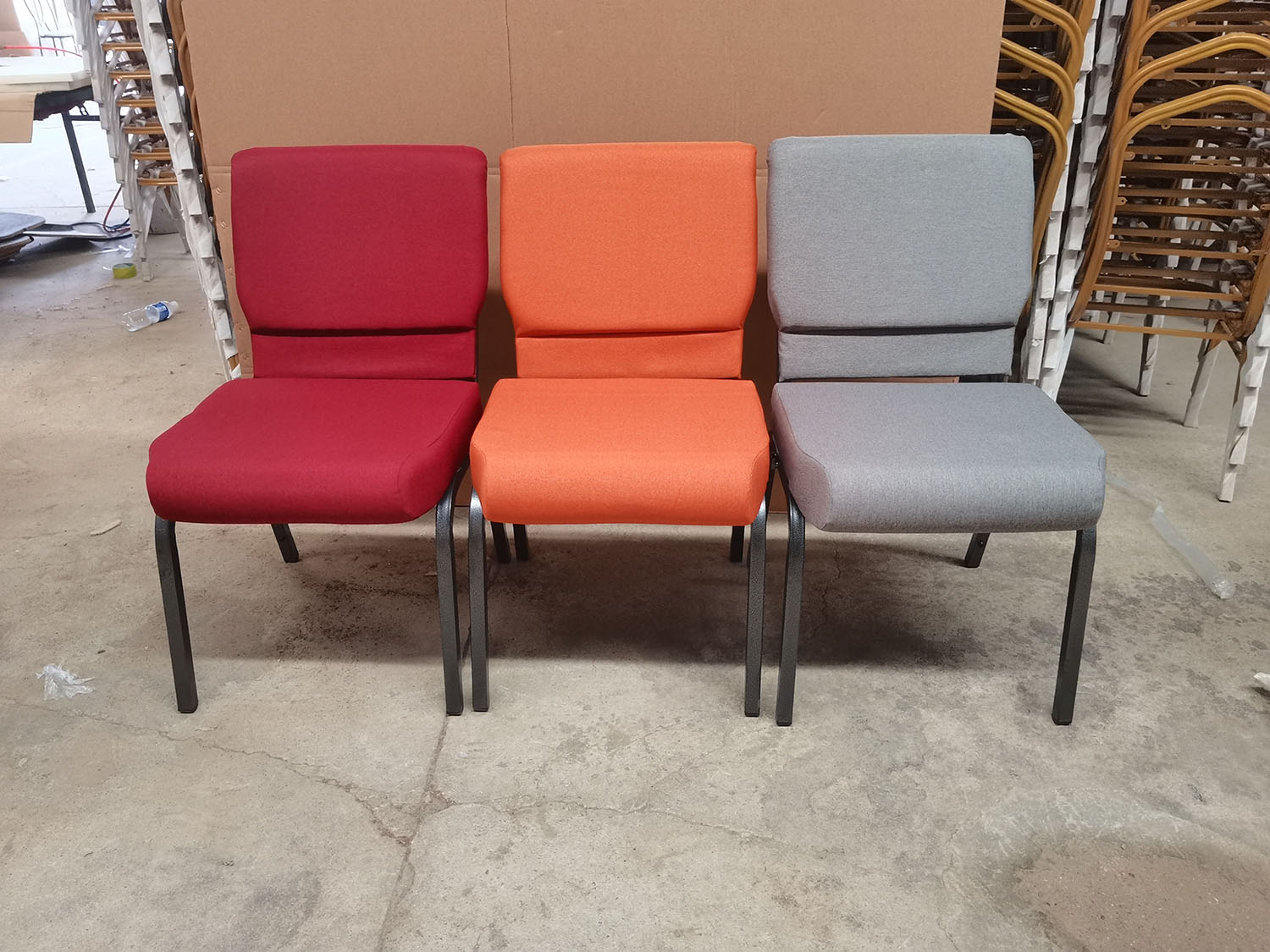 Conference Black Church Chairs 10CM Cushion Church Seating Chairs