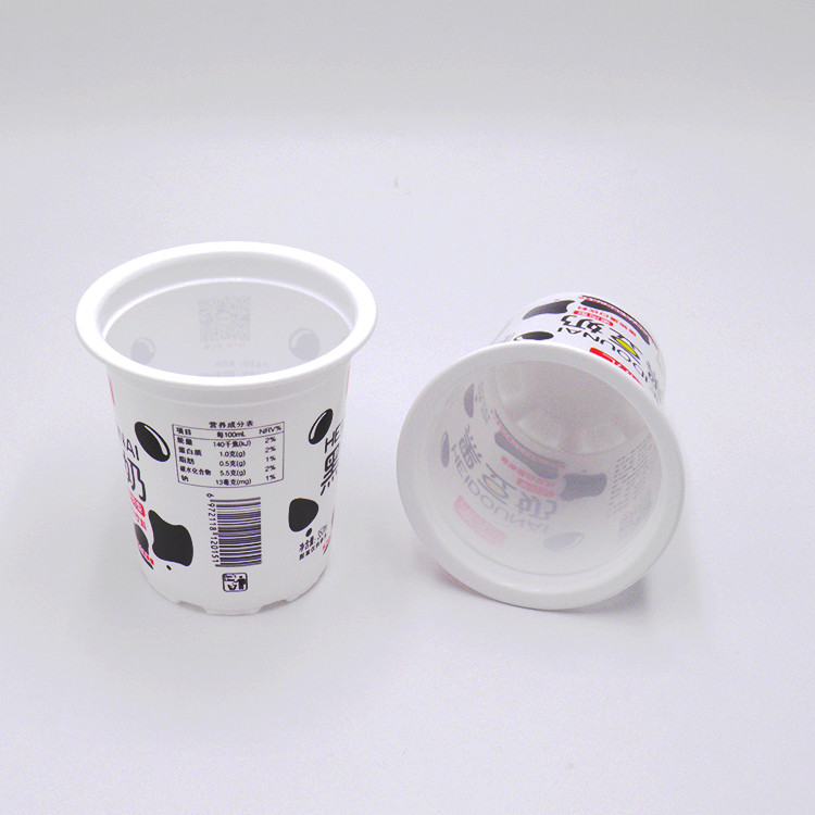 Food grade plastic cups 100ml customized plastic yogurt milk drink cup with aluminum foil lid
