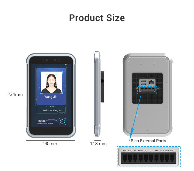 FCC RoHS Facial Recognition Door Entry Access Control With 8.0 Inch Touchable Screen