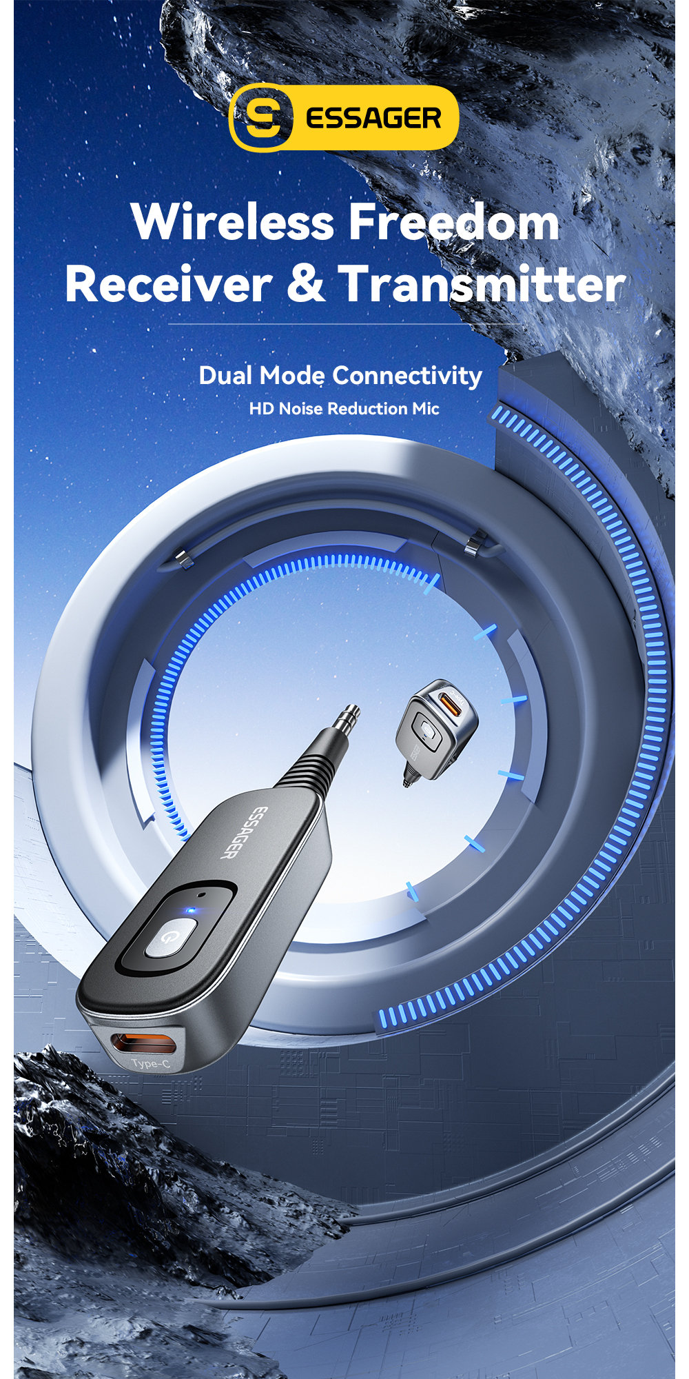 Male Aux 3.5mm Bluetooth Adapter Receiver Blue Tooth Transmitter