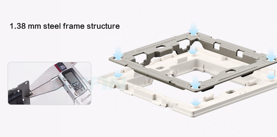 Power Socket,16A EU Standard Electrical Outlet 86mm * 86mm white Crystal Glass Panel wall socket