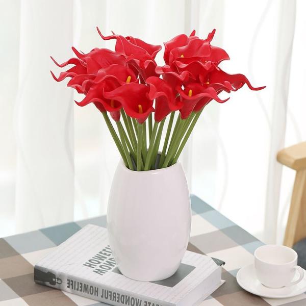 Artificial Purple White Calla Lily And Thistle Bouquet 36cm